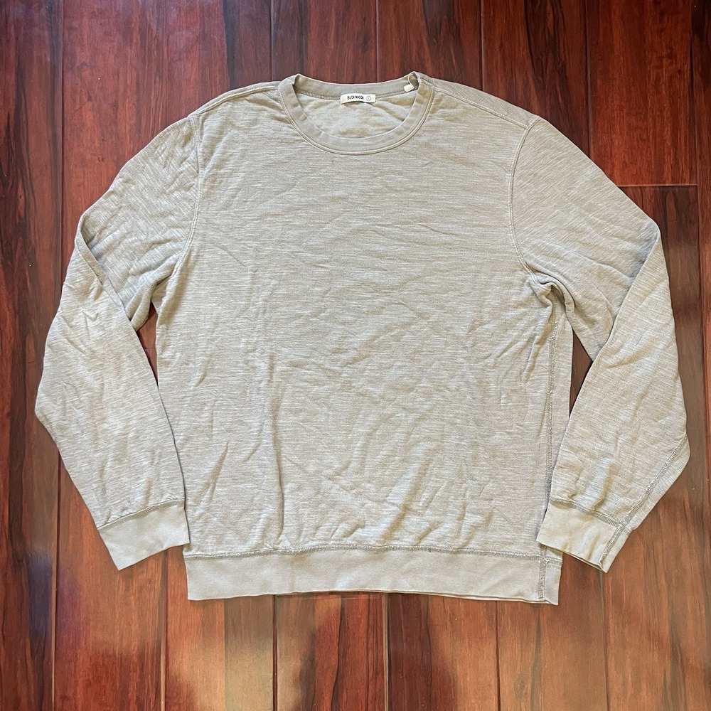 Buck Mason Double Knit Slub Crewneck Sweatshirt Beige Tan Men's Large MSRP $128